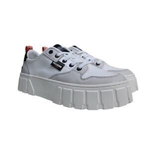 Palladium Womens 8.5 Pallatower Lo Star White Leather Platform Sneaker NEW